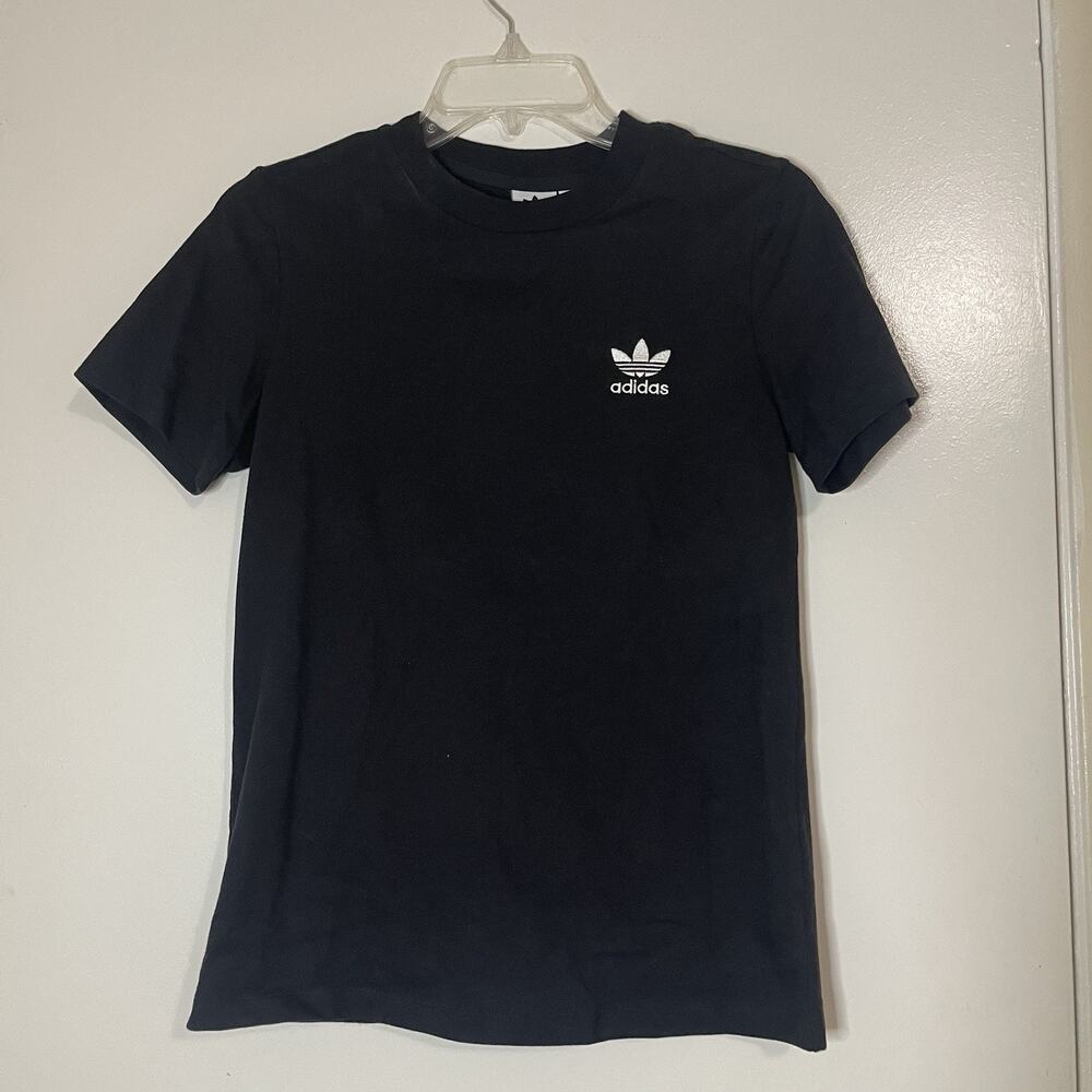 ADIDAS racing black embroidered crew neck logo short sleeve tshirt size small